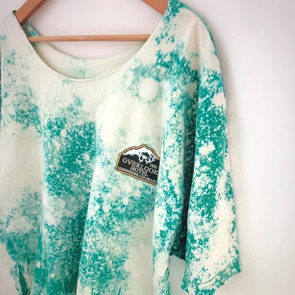 Hanes Teal and Cream Tie-Dye Scoop Neck Tee - Picture 4 of 11